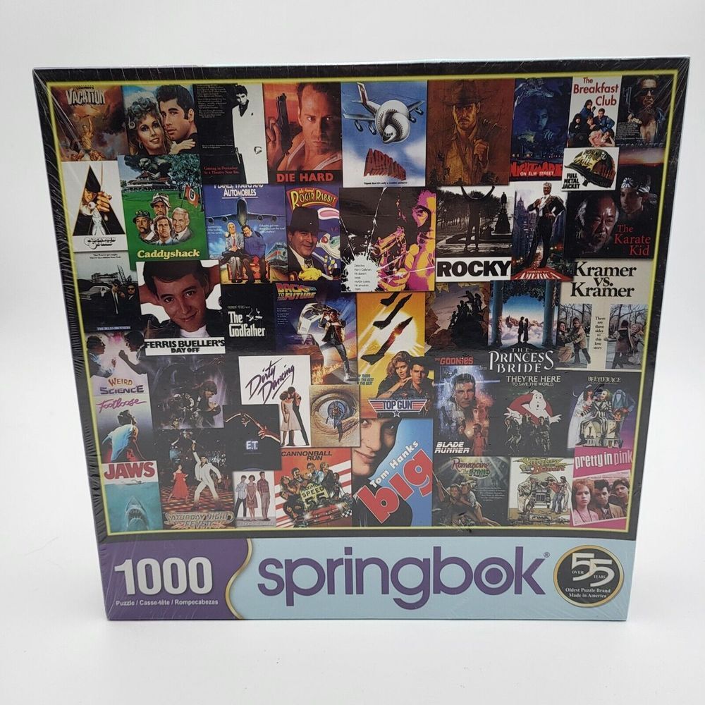 Springbok Going To The Movies 1000 Piece Puzzle 24x30 Made in USA 70s 80s Movies